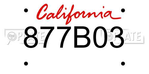 877B03 California License Plate