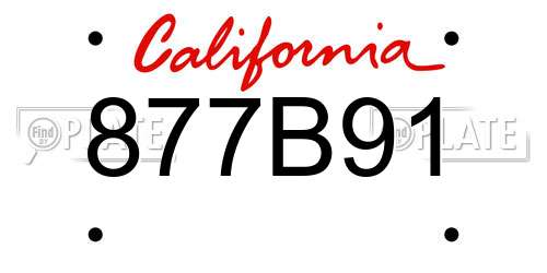 877B91 California License Plate