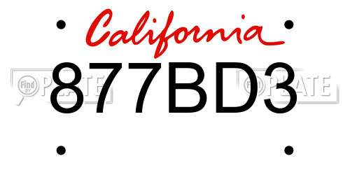 877BD3 California License Plate
