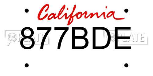 877BDE California License Plate