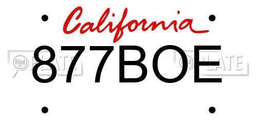 877BOE California License Plate