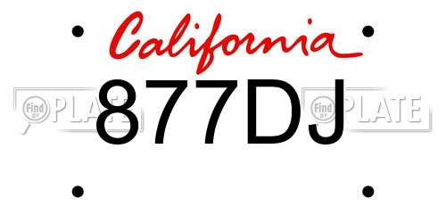 877DJ California License Plate