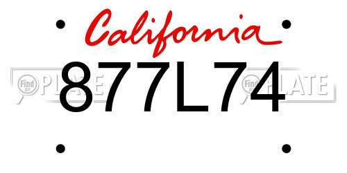 877L74 California License Plate