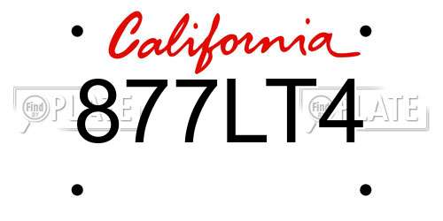 877LT4 California License Plate