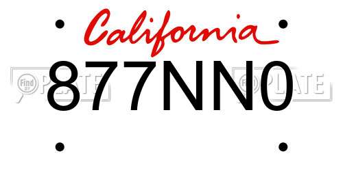 877NN0 California License Plate