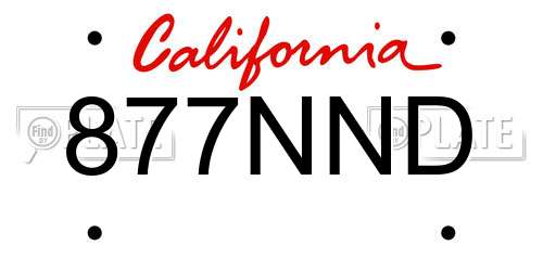 877NND California License Plate