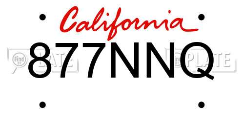 877NNQ California License Plate