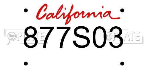 877S03 California License Plate