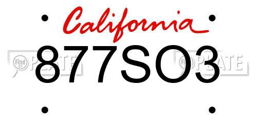 877SO3 California License Plate