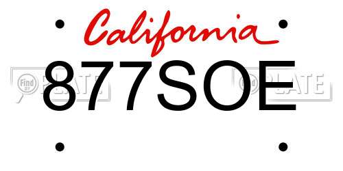 877SOE California License Plate