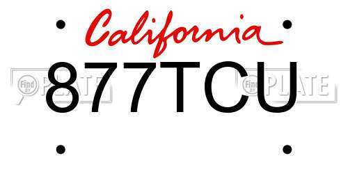 877TCU California License Plate