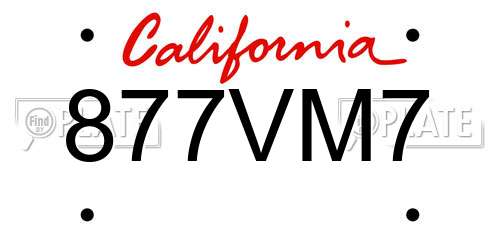 877VM7 California License Plate