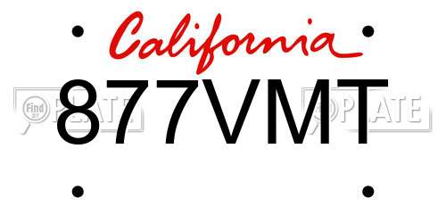 877VMT California License Plate