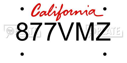 877VMZ California License Plate
