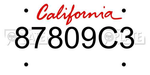 87809C3 California License Plate