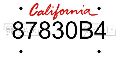 87830B4 California License Plate