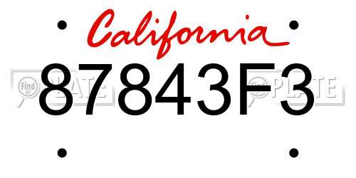 87843F3 California License Plate