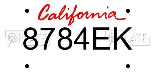 8784EK California License Plate