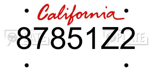 87851Z2 California License Plate