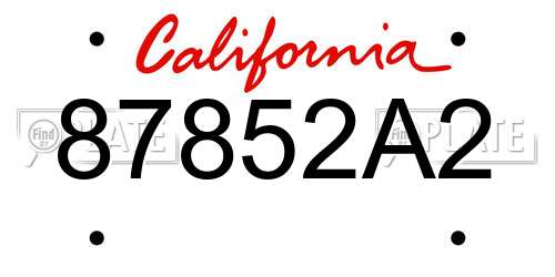 87852A2 California License Plate