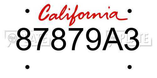 87879A3 California License Plate