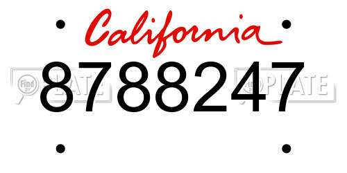 8788247 California License Plate