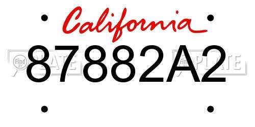 87882A2 California License Plate