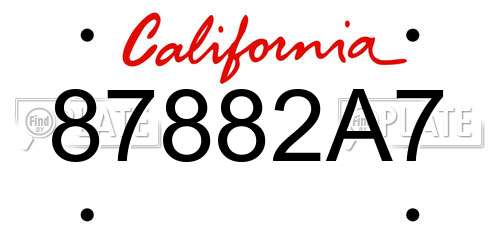 87882A7 California License Plate