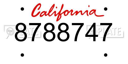 8788747 California License Plate