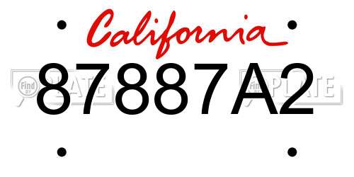 87887A2 California License Plate