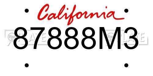 87888M3 California License Plate