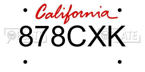 878CXK California License Plate
