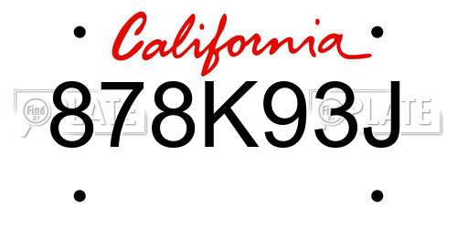 878K93J California License Plate