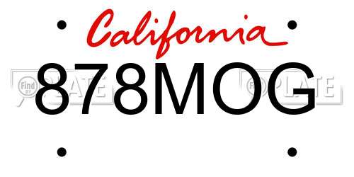 878MOG California License Plate