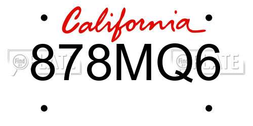 878MQ6 California License Plate