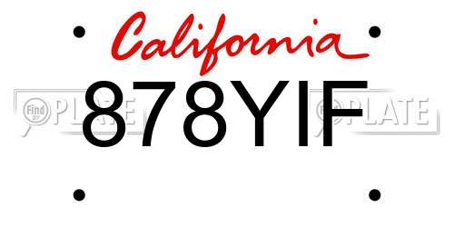 878YIF California License Plate