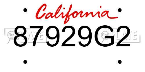 87929G2 California License Plate