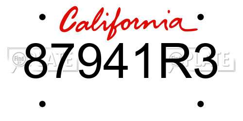 87941R3 California License Plate