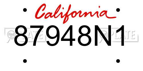 87948N1 California License Plate