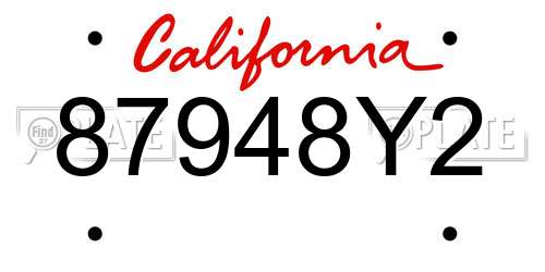 87948Y2 California License Plate