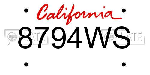 8794WS California License Plate