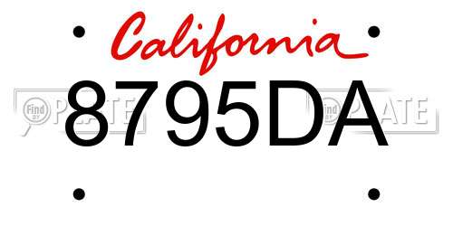 8795DA California License Plate