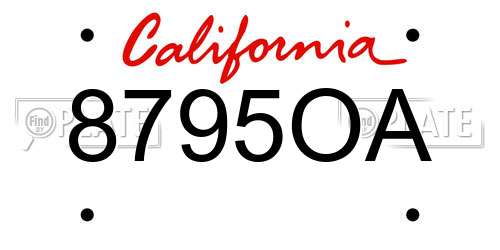 8795OA California License Plate