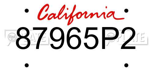 87965P2 California License Plate