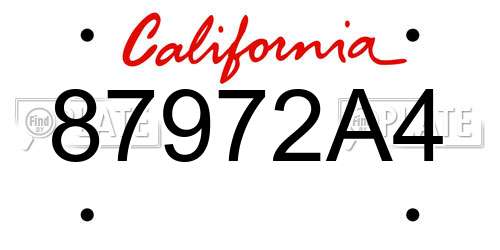 87972A4 California License Plate