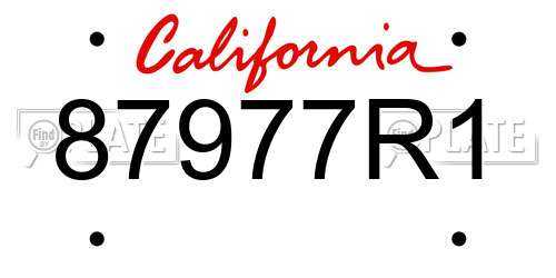 87977R1 California License Plate