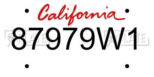 87979W1 California License Plate