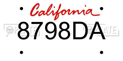 8798DA California License Plate
