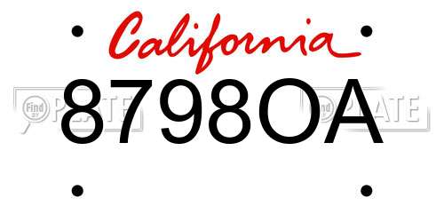 8798OA California License Plate