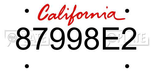 87998E2 California License Plate